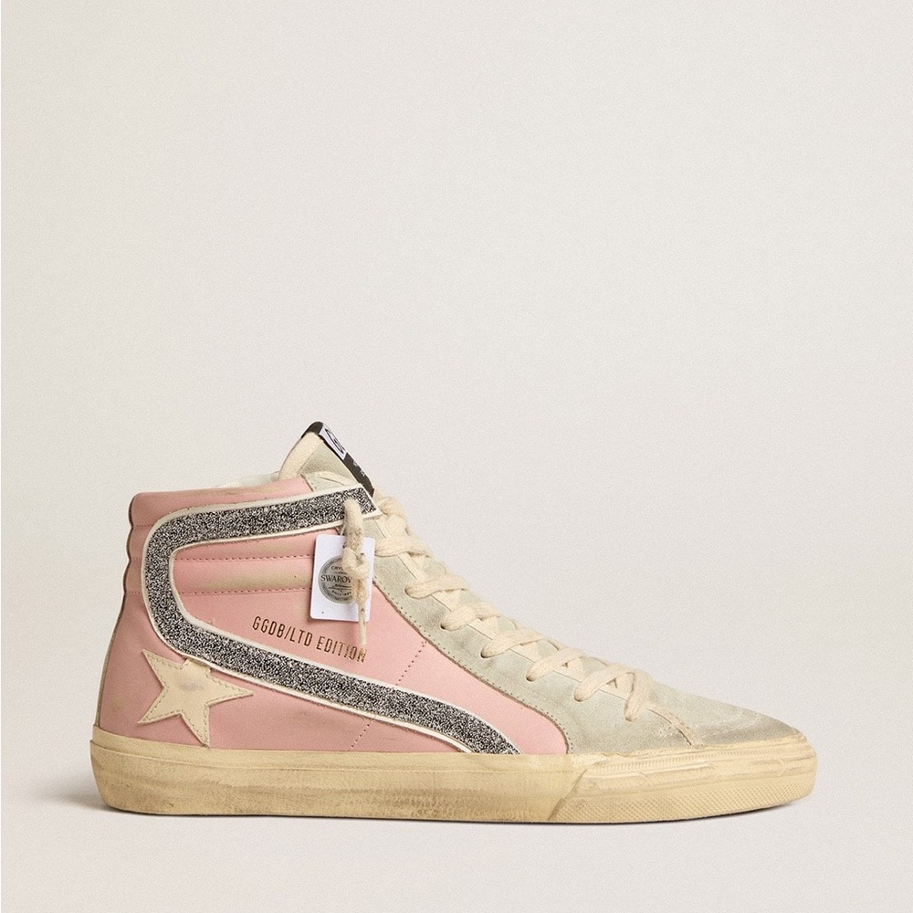 Golden Goose slide Classic Leather sneakers. New in Box. Pink White Black 40